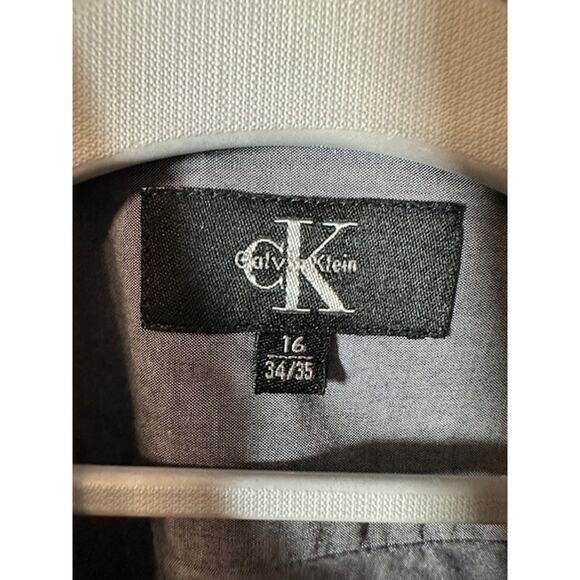 Calvin Klein Gray Button Down Long Sleeve Shirt Casual Mens Size 16/34/35 - Picture 3 of 5